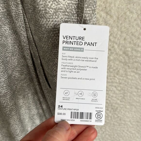 Athleta Venture Printed Pants Womens Size 24 Viper Grey - Picture 3 of 10